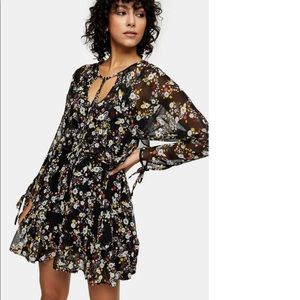 NWOT Topshop Black Floral Mini Dress